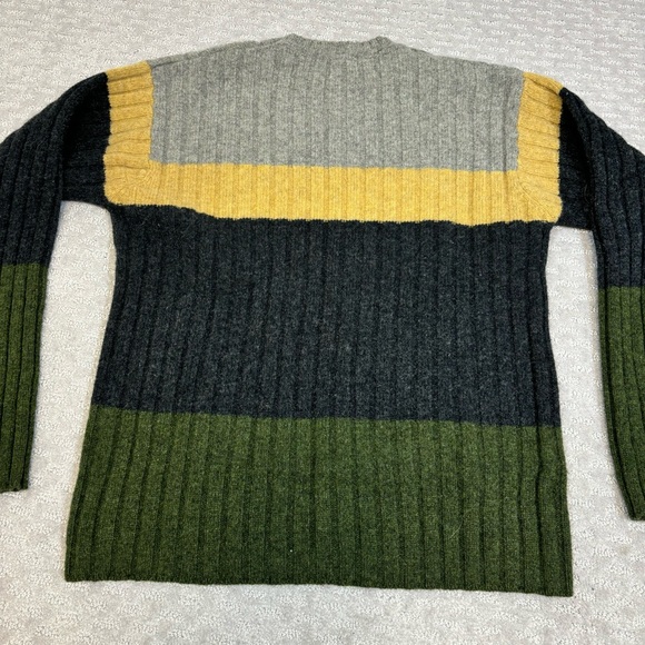 Banana Republic Mens Lambswool Sweater Pullover striped Size Large Grey Blue - Picture 2 of 6